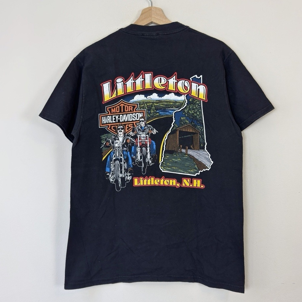 Vintage 90's Harley Davidson Littleton Black Tee Shirt - Medium
